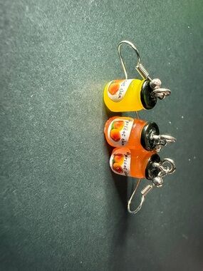 Handmade Fruit Jam Jar Earrings in Yellow & Orange
